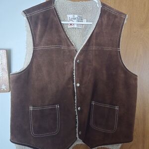 Sears Brown Suede Sherpa-Lined Vest